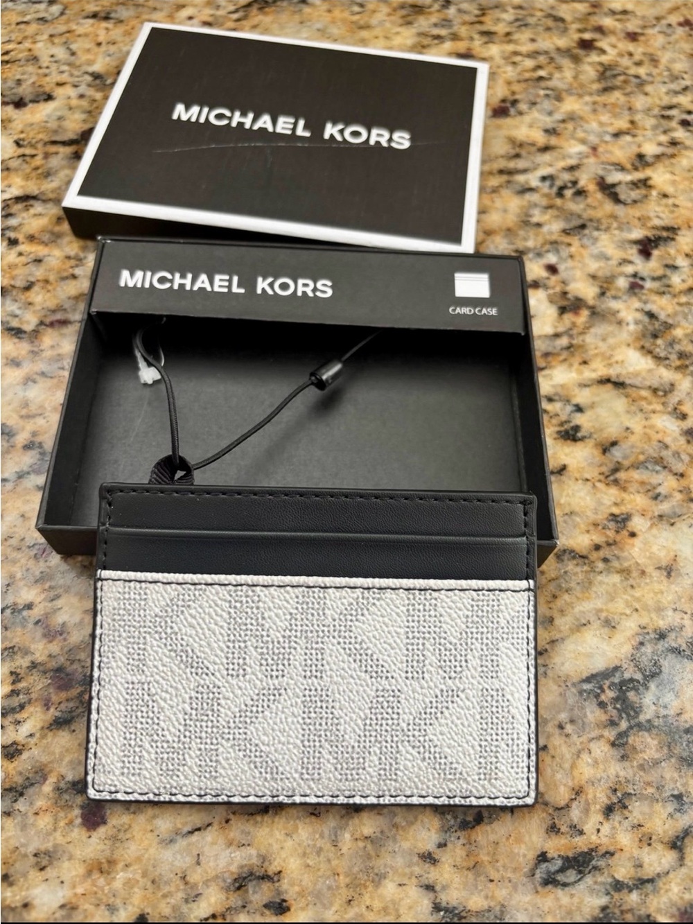 Michael Kors Silver and Black Signature Card Holder - Picture 6 of 7